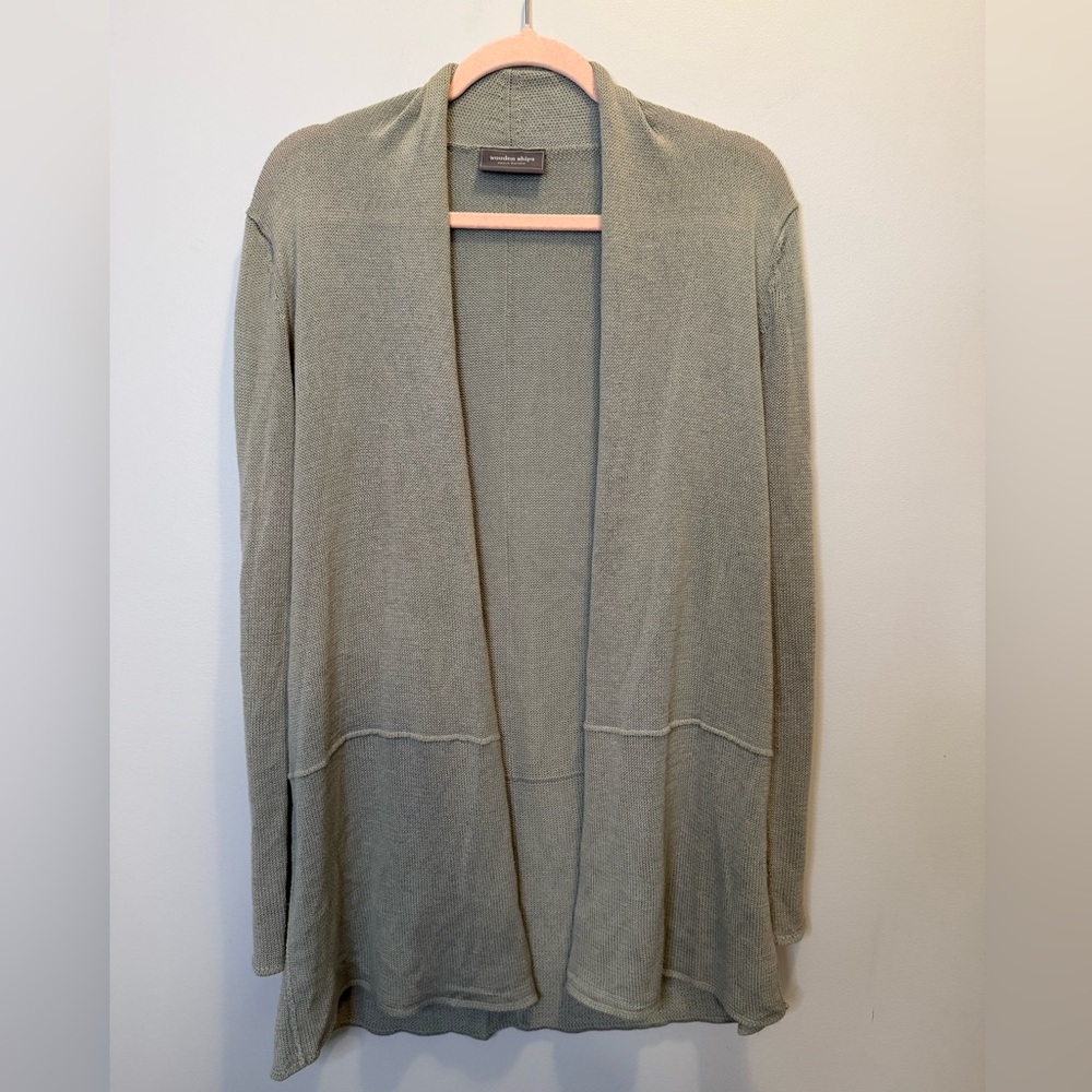 Wooden Ships Gray Open-Front Knit Cardigan M/L Cozy Minimalist